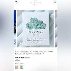 Flyaway Kids Bed Green Muslin Fitted Sheet